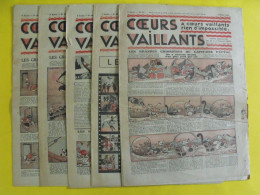 5 Coeurs Vaillants 1935. Hergé Tintin En Orient (cigares Du Pharaon) Jim Boum Marijac - Other Magazines