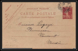 0754 France Entier Postal Stationery Carte Postale Semeuse 20c Type H1 Date 455 Avec Colis Postal - Covers & Documents