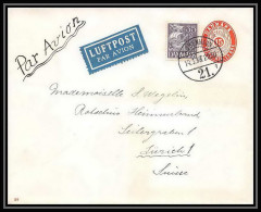 3168/ Danemark (Denmark) Entier Stationery Enveloppe (cover) LUFTPOST Par Avion 1920 Pour Zurich Suisse (Swiss) Aviation - Enteros Postales