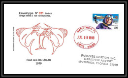 5147/ 1999 Raid Aerien Floride Bahamas Pegase Tirage Numerote 21/200 Lettre Cover PA Poste Aerienne Aviation - 1960-.... Covers & Documents