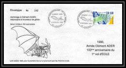 5104/ 1990 Clement Ader Pegase Tirage Numerote 242/500 France Lettre Cover PA Poste Aerienne Aviation - 1960-.... Covers & Documents