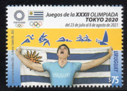 URUGUAY 2021 (Olympic Games, Tokyo 2020, Sport, Athletic, Running, Long Jump, Judo, Rowing, Sailing, Swimming) - 1 Stamp - Uruguay