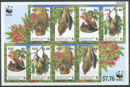 Fidschi 1997 WWF Naturschutz Flughunde Kleinbogen 812/15 K Postfrisch (C23064) - Fiji (1970-...)