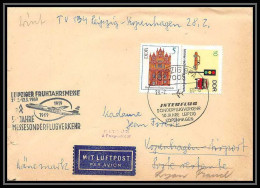 11211/ Lettre Cover Allemagne (germany DDR) Avion (plane) Interflug 28/2/1969 Lyon Berlin Kopenhagen - Airplanes