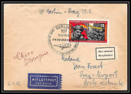 11207/ Lettre Cover Allemagne (germany DDR) Avion (plane Planes) Interflug 10/8/1966 Lyon Berlin Praha - Airplanes