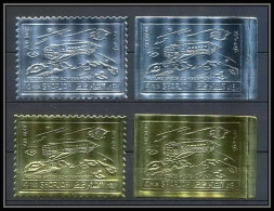 305a Sharjah N°1063/1064 A/b Espace Space Timbres OR Gold Stamps Argent Silver Voyager Non Dentelé Imperf Perf - Asia