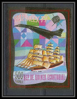 152 Guinée équatoriale Guinea Bloc N°266 OR Gold Stamps Amphilex 77 Concorde Bateau à Voile Sailing Non Dentelé  - Concorde