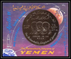 117 Yemen Royaume (kingdom) Bloc N°162 OR (gold Stamps) Espace Space Apollo 11 LANDING ON THE MOON Lollini 4500 Yem 58a - Azië