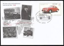 2008 Germany Centenary Of First Around The World Car Race Private Postal Stationery With First Day Cancel - Cars