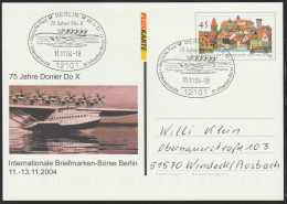 2004 Germany 75th Anniversary Of Donier Do X Sea Landing Aircraft Private Postal Stationery With First Day Cancellation - Airplanes