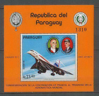 040 Charles De Gaulle - Paraguay - Concorde Avion (plane Planes Avions) Bloc Numéroté Neuf ** MNH - Paraguay