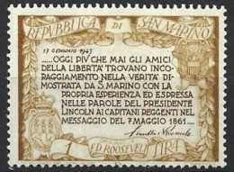 San Marino 1947. Scott #257A (MH) Quotation On Liberty From F. D. Roosevelt - Nuevos