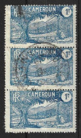 CAMEROUN...." 1925.."....1f.....SG97.....VERTICAL BLOCK OF 3......CDS.....USED.... - Used Stamps