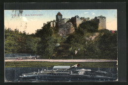 AK Halle A. S., Burg Giebichenstein, Flusspartie Mit Dampfer  - Andere & Zonder Classificatie