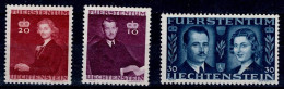 LIECHTENSTEIN  1943 WEDDING OF PRINCE FRANZ JOSEF II AND COUNTESS GINA VON WILCZEK MI No 211-3 MNH VF!! - Unused Stamps