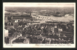 AK Hamburg, Blick Vom Michaelisturm Auf Stadt Mit Hafen  - Other & Unclassified