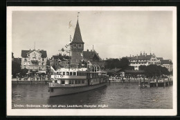 AK Lindau I. B., Hafen Mit Altem Leuchtturm Und Dampfer Allgäu  - Other & Unclassified