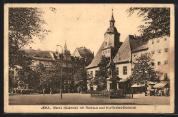 AK Jena, Markt -Südwestseite- Mit Rathaus Und Kurfürsten-Denkmal  - Jena