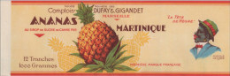 ETIQUETTE - MARSEILLE - COMPTOIR DUFAY & GIGANDET - ANANAS AU SIROP  "" LA TETE NEGRE "" - 33 X 11 - Fruit En Groenten