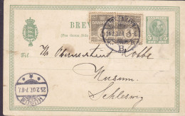 Denmark Uprated Postal Stationery Ganzsache Chr. IX. Brotype Ia KJØBENHAVN B. 1907 HUSUM (Arr.) Schleswig Germany - Postal Stationery