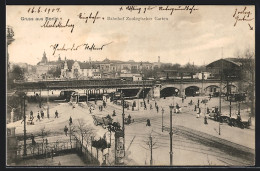 AK Berlin-Charlottenburg, Bahnhof Zoologischer Garten, Litfasssäule, Pferdekutsche  - Charlottenburg