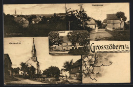 AK Grosszöbern I. V., Gasthof, Staatsstrasse, Ortspartie Mit Kirche, Gesamtansicht  - Andere & Zonder Classificatie