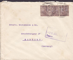 British India DELHI 1927 Cover Brief Lettre HAMBURG Germany 3-Stripe 1a. GV. Stamps - 1911-35 King George V