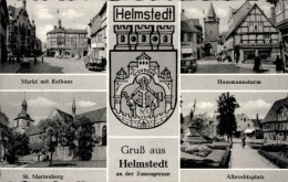 CPA Helmstedt In Niedersachsen, Wappen, Markt, Rathaus, St. Marienberg, Albrechtsplatz, Hausmannsturm - Otros & Sin Clasificación