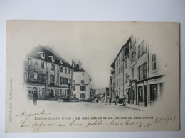 Cpa...Lons-le-Saunier...(jura)...la Rue Neuve Et Les Ruines De Montmorot...1901...animée... - Lons Le Saunier