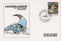 Yugoslavia, Universiade Zagreb 1987, Swimming - Covers & Documents