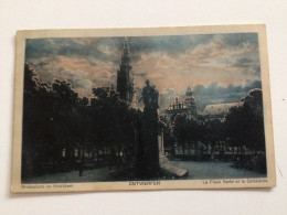 Carte Postale Ancienne (1924) Antwerpen Groenplaats En Hoofdkerk- La Place Verte Et La Cathédrale - Antwerpen